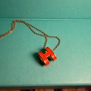 Orange H Pendant Necklace